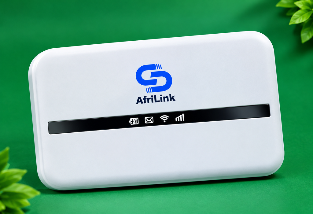 AfriLink Router on Green Studio Background 2.webp